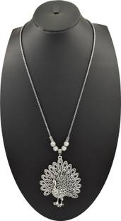 HIGH TRENDZ Oxidized German Silver Tribal And Gypsy Style Statement Minakari Necklace Sterling Silver Plated Alloy Necklace