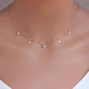 city sign Beautiful Gold Stone necklace choker|Gift For wife girlfriend sister mother Zircon Brass Necklace