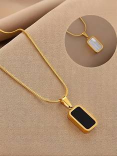 Winnifred Winnifred Anti Tarnish Black Sqewer Crystal Gold-plated Plated Stainless Steel Necklace