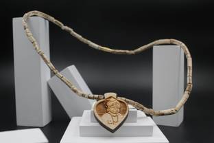 Dharmsaar - Dharmsaar Hanumanji Photo Heart Shape Locket Tulsi Mala Wood Necklace