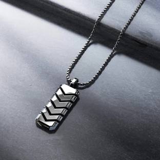 Fashion Frill Silver Chain For Men Stylish Bar Pendant Necklace For Men Boys Love Gifts Silver Plated Stainless Steel Chain