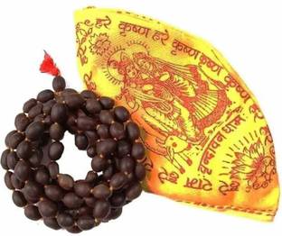 RCH Jaap Mala 108 Lotus Seeds Kamal Gatta Lotus Garland Mala for Chanting Goddess Lakshmi Mantras with Orange Jaap Gomukh Mala Bag Beads Wood Necklace Beads Wood Chain