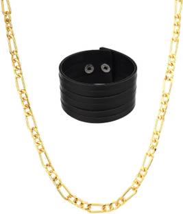 GoldNera Artifical Golden Chain Bracelet for Men Stylish Jewellery for Boys Gold-plated Plated Brass Chain