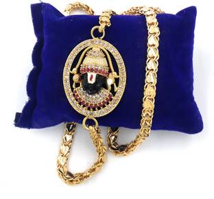 Anujeet Fashion Hub Gold Plated Covering Long Impon God Perumal Balaji Mop/Mugappu Chain for Women Gold-plated Plated Copper Chain