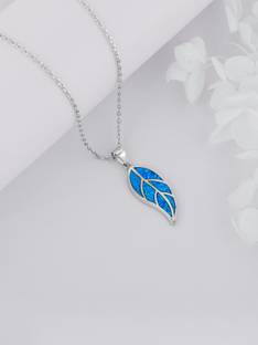 GIVA 925 Silver Mystic Blue Leaf Pendant |Lifetime Plating|6 Month Warranty Rhodium Plated Sterling Silver Necklace