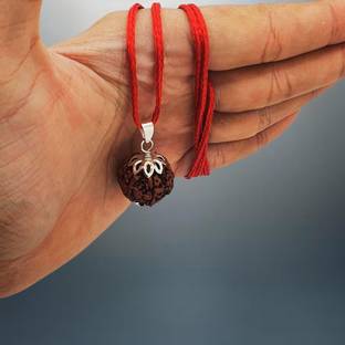 Khushal ENTERPRISE 5 Mukhi Rudraksha Indian 100% Original & Lab Certified Rudraksh For Men & Women Beads Silver Plated Brass, Wood Chain