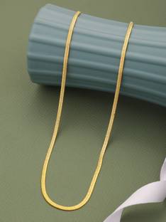 Adoxy SHORT SIZE 21 INCH gold plated flat chain for men women Gold-plated Plated Alloy Chain