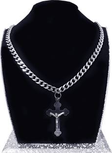 ANVIKA Trending Stainless Steel Chain With Jesus Locket Silver Unisex Locket Chain Silver Plated Metal Chain