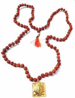 numeroastro 6 M.M.Rudraksha | Rudraksh Mala With Brass Meru Shri Yantra Pendant (1 Pc) Brass, Wood Necklace