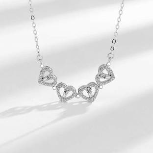 Vembley Love Heart And Four Leaf Clover Magnetic Pendant Silver Necklace Stainless Steel Necklace
