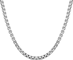 NAKABH Elegant Statement Necklace Silver Plated Stainless Steel Chain