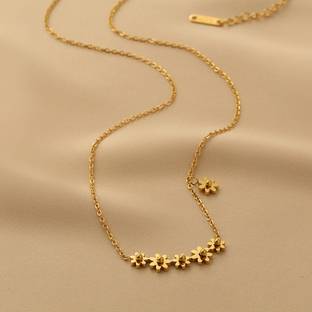 MYKI Flower Necklace For women & girls Gold-plated Plated Stainless Steel Necklace