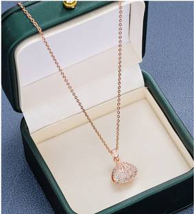 JUMSA Jumsa Stainless Steel RoseGold Oyster Pearl Necklace Crystal Gold-plated Plated Stainless Steel Necklace