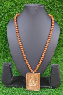 बासुकिया 10MM Sandalwood Hanumnaji Tulsi Kanthi Mala Tulsi Necklace Wood Necklace लकड़ी नेकलेस