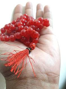 UROOH Lal Hakik Mala Red Agate Rosary Laal Hakik ki Mala for Pooja 108 + 1 Bead Agate Stone Chain