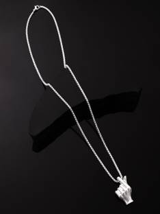 Roadster Silver Plated Hand Motif Pendant With Chain Silver Plated Alloy Necklace