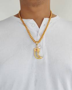 Minprice Round Smooth Gold Plated Metal Chain with White Pendant Locket Gold-plated Plated Brass Chain