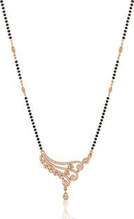 Nilu's Collection AD Rose Gold Plated Designer Mangalsutra Pendant with Chain for Girls and Women Cubic Zirconia Gold-plated Plated Copper Necklace