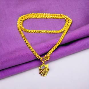 TGS GOLD COVERING Traditional Om Dollar Chain Short Chain 18 Inch For Men &Womens Gold-plated Plated Copper Chain