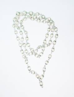 मोर्मुकुट Original White Tulsi Mala With Silver Cap लकड़ी नेकलेस