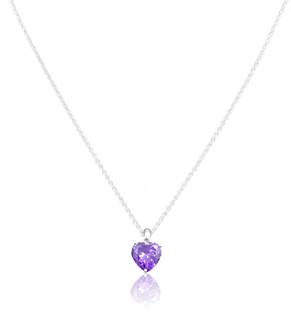 arts on way Silver Plated Chain with Beautiful Large Single Heart Shape Purple Cubic Zirconia (American Diamond) Stone Pendant for Women/Girls Cubic Zirconia Silver Plated Brass Chain