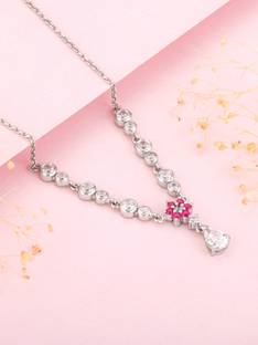 GIVA Sterling Silver Regal Blossom Necklace for Women and Girls Zircon Rhodium Plated Sterling Silver Necklace