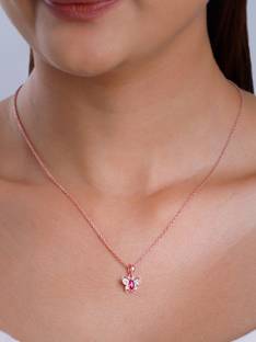 GIVA 925 Silver Rose Gold Pop Pink Studded Butterfly Pendant Rhodium Plated Sterling Silver Necklace