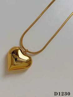glowzi Glowzi Anti Tarnish Stainlees Steel Gold Heart Pendent Necklace Crystal Gold-plated Plated Stainless Steel Necklace