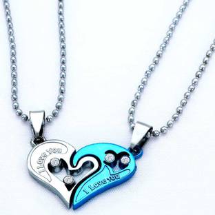 Jagsun Stainless Steel Heart Shape Valentine Special Pendant Set For Couples Sterling Silver Plated Sterling Silver Chain