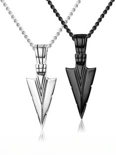 accessoo Black Silver Arrow Design Pendant for Men Boys Set. Alloy Necklace