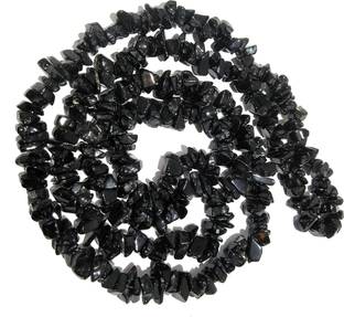 REIKI CRYSTAL PRODUCTS Natural Black Obsidian Chip Beads Mala Necklace 32 Inch Approx for Unisex Beads Crystal Necklace