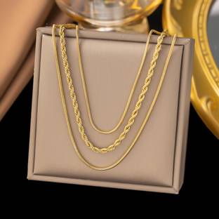 MYKI Striking Stainless Steel Necklace For Women & Girls Gold-plated Plated Stainless Steel Necklace