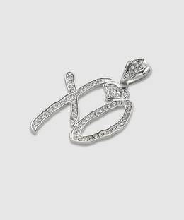 French Accent Men's Embellished XO Pendant Necklace - Silver Silver Alloy Pendant