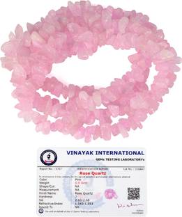 CRYSTU Natural Rose Quartz Stone Chip Mala 32 Inch Approx for Unisex Rose Quartz Crystal Chain