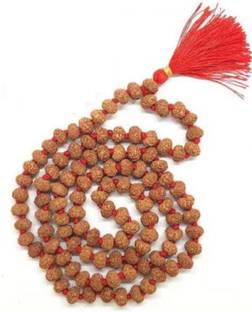 Digibusy Original 7mm Rudraksha Mala five Mukhi Rudraksha Necklace, 108 + 1 Mala Beads Wood Chain