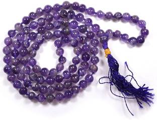REIKI CRYSTAL PRODUCTS Certified Natural Amethyst 6mm 108 Round Beads Jaap Mala/Necklace for Unisex Beads, Amethyst Crystal Necklace