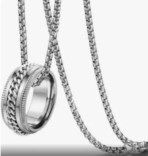 RSVP CREATIONS Ring pendent 60 mm for bikers /party wear Silver Plated Stainless Steel Chain Set