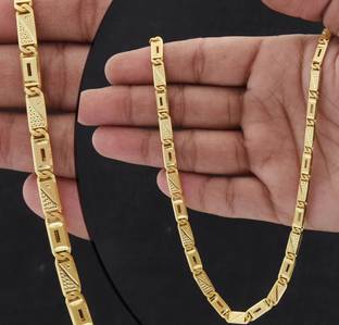 GHAREMIVA 1 gram High Quality Indian Polished “20” Inches Gold Chain for Men and boy Copper Chain