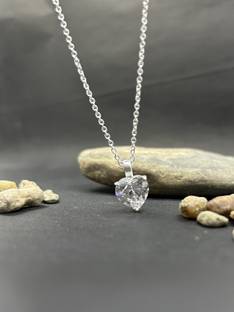 arts on way 925 Real Silver Chain with White Cubic Zirconia Heart Shape Pendant Necklace Cubic Zirconia Sterling Silver Chain