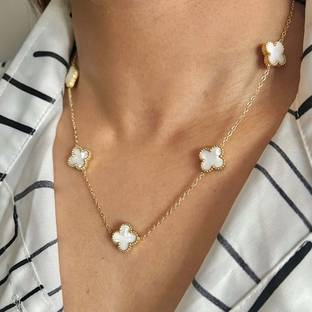 Winnifred Winnifred Anti Tarnish Stainless Steel Gold Black CLover Necklaces Gold-plated Plated Stainless Steel Necklace