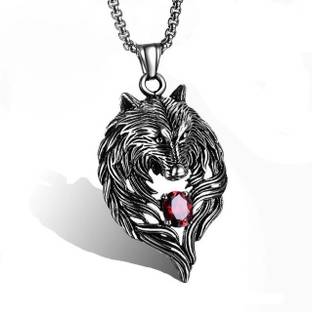 Untouched Stainless steel Wolf pendant With Chain necklace For Men Titanium Plated Stainless Steel Necklace