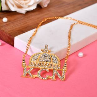 KhwajaDarbar Ajmer Sharif Islamic Muslim Khwaja Garib Nawaz Name KGN Metal Chain / Locked, Khwaja Moinuddin Chisty (14 Inch, Gold) Metal Chain