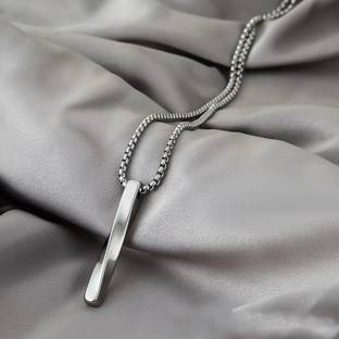 Fashion Frill Exclusive Silver Twisted Pendant Necklace For Men Chain Pendant for Men Boys Silver Plated Stainless Steel Chain
