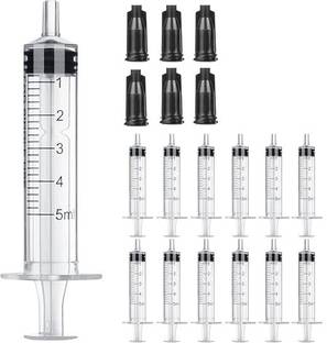 Salco 5ml Syringe for Liquid - Large Plastic Syringes Without for Jello Food 10 Pieces Needle Burner