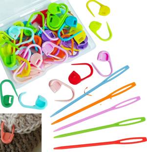 Artonezt Safety Stitch Markers Clips (50 Pcs) + Large Eye Wool Needles (5 Pcs) Hand Sewing Needle