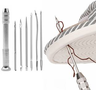 ELEPHANTBOAT 6Pcs Needle Awl Leather Sewing Awl Needle Set Shoe Repair Tool Kits Handmade Hand Sewing Needle