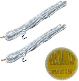 Cylone And Sons Nylon Rope Set, Metal Hooks, 2 Pack, White, with Sewing Needles Kit Hand Sewing Needle