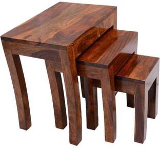 FURNISQUARE Solid Sheesham Wood Set of 3 Nesting Tables For Living Room, Bed Room Solid Wood Nesting Table