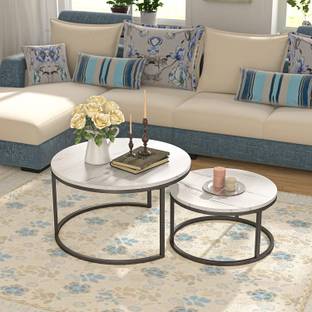 bloo mart Round Coffee Table Set of 2 End Table Engineered Wood Nesting Table