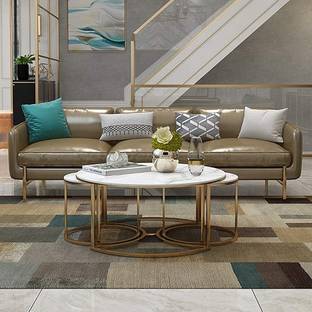 Giftoshopee Nesting Coffee Table with marble finishing top of wood Metal Nesting Table